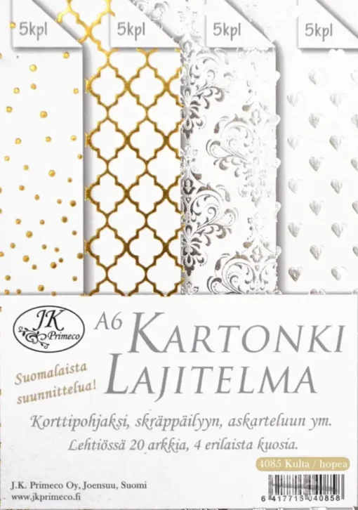 J.K. Primeco A6 Kartonkilajitelma Kulta-/Hopeafolio 20Ark