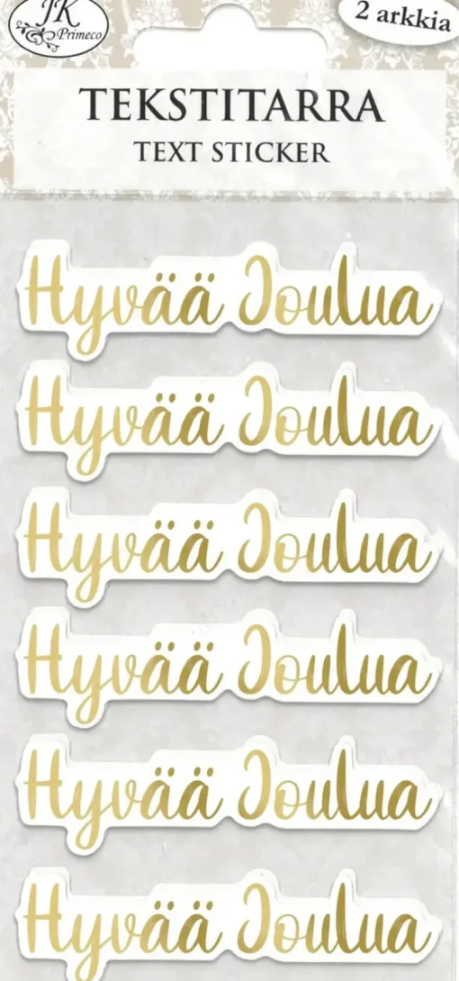 J.K. Primeco Tekstitarra Hyvaa Joulua Kultafolio 2 Ark