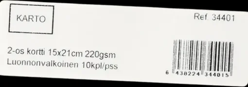 2-Os. Kortti 15X21 Cm 220 Gsm Luonnonvalkoinen 10 Kpl/Pss