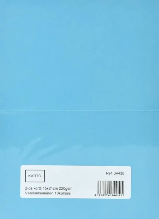 2-Os. Kortti 15X21 Cm 220 Gsm Vaalean Sininen 10 Kpl/Pss